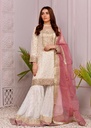 Chiffon Gharara in Off-white
