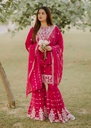 Chiffon Gharara in Hot pink