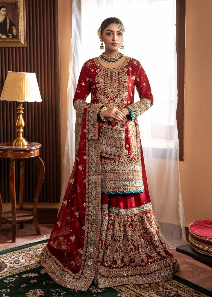 Chiffon Gharara in Crimson