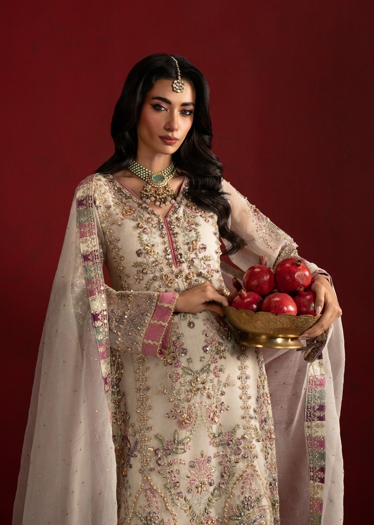 Organza Gharara in White