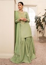 Khaddi silk Gharara in Green