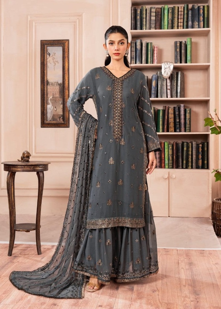Chiffon Gharara in Grey