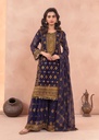 Chiffon Gharara in Navy blue