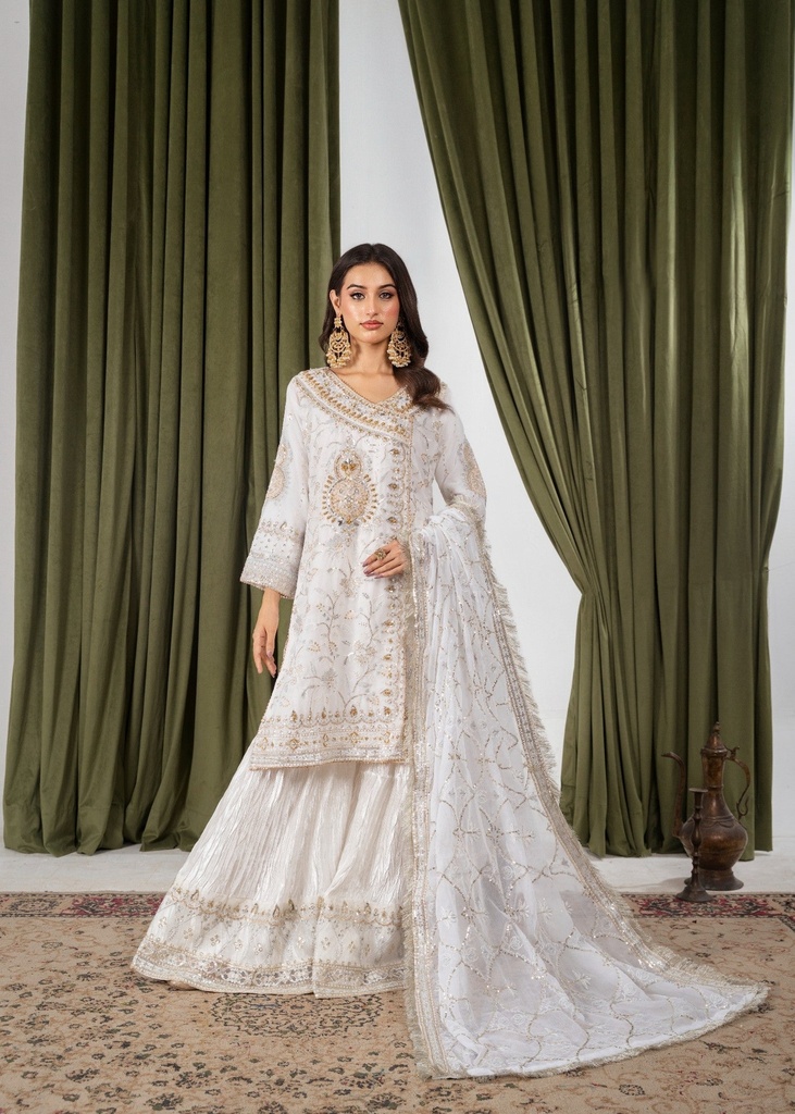 Chiffon Gharara in White