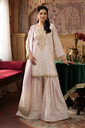 Silk finish lawn Gharara in Ivory