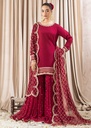 Raw silk Gharara in Fuchsia
