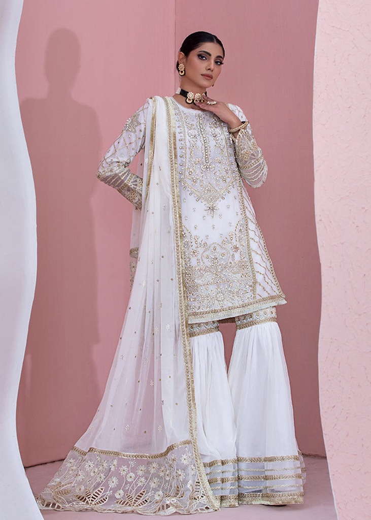 Chiffon Gharara in Off-white