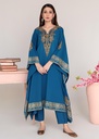 Khaddar Kaftan in Steel blue