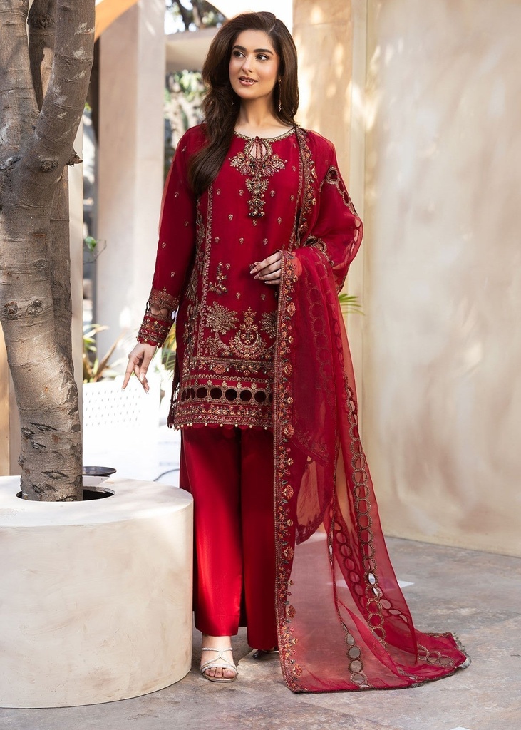 Organza Kurta Set in Red