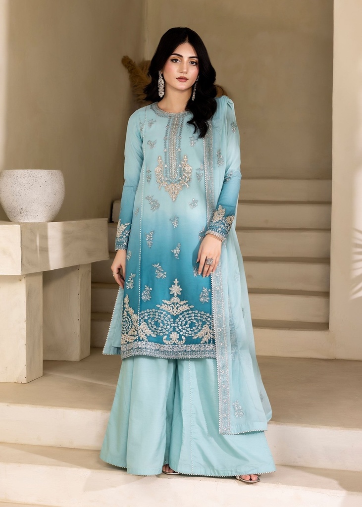 Chiffon Kurta Set in Powder blue
