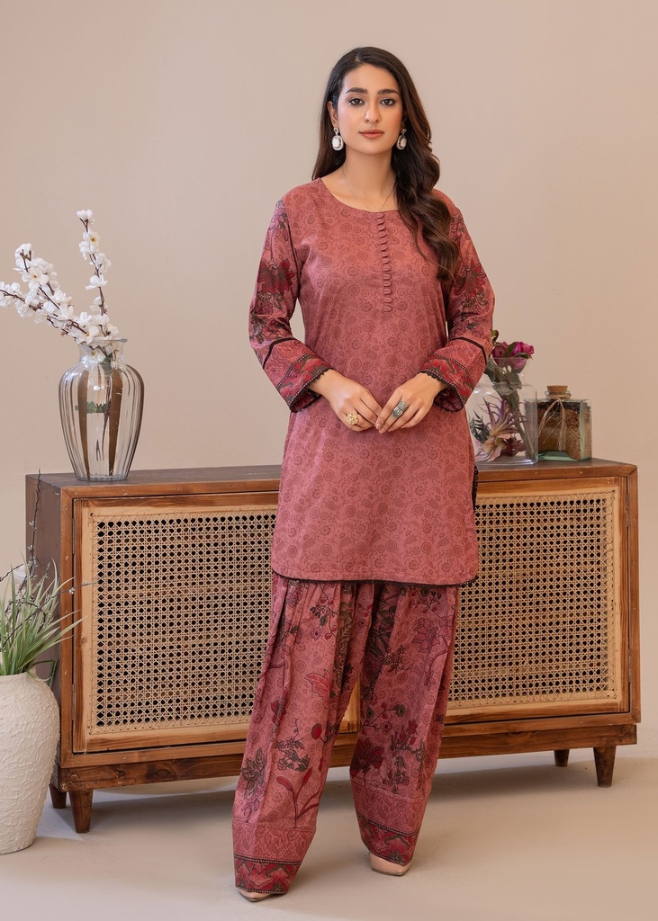 Lawn Kurta Set in Tawny brown