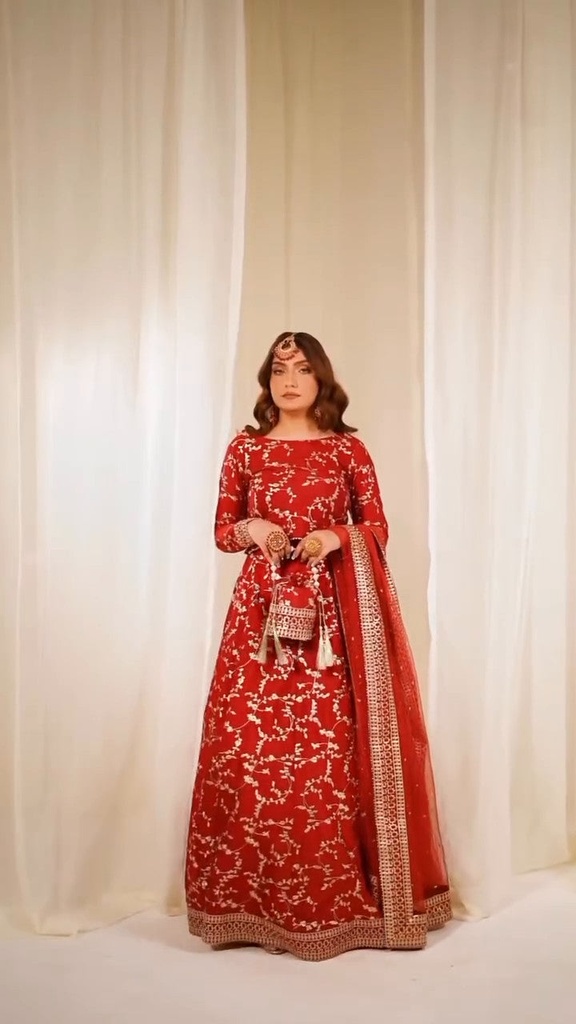 Raw silk Lehenga in Maroon