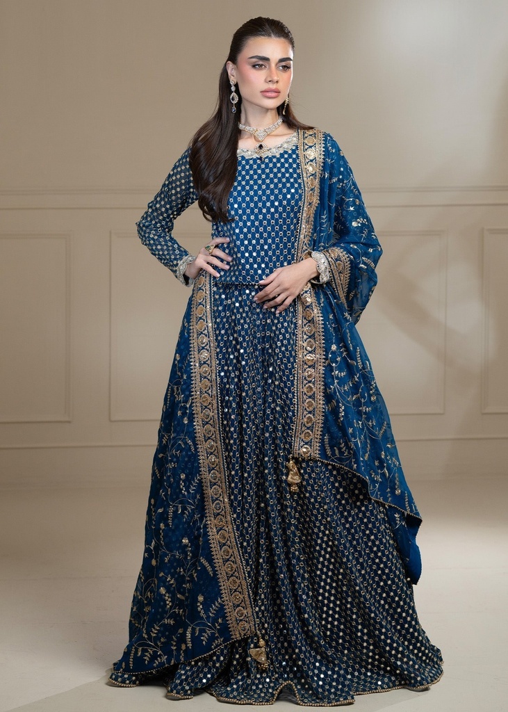 Chiffon Lehenga in Teal