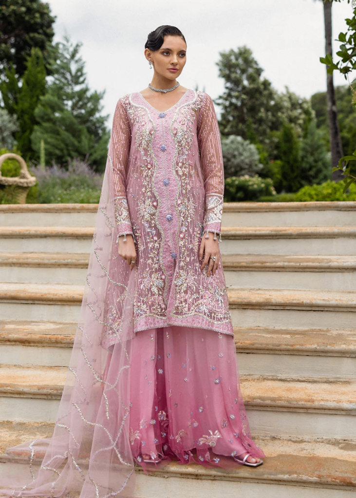 Net Lehenga in Pink