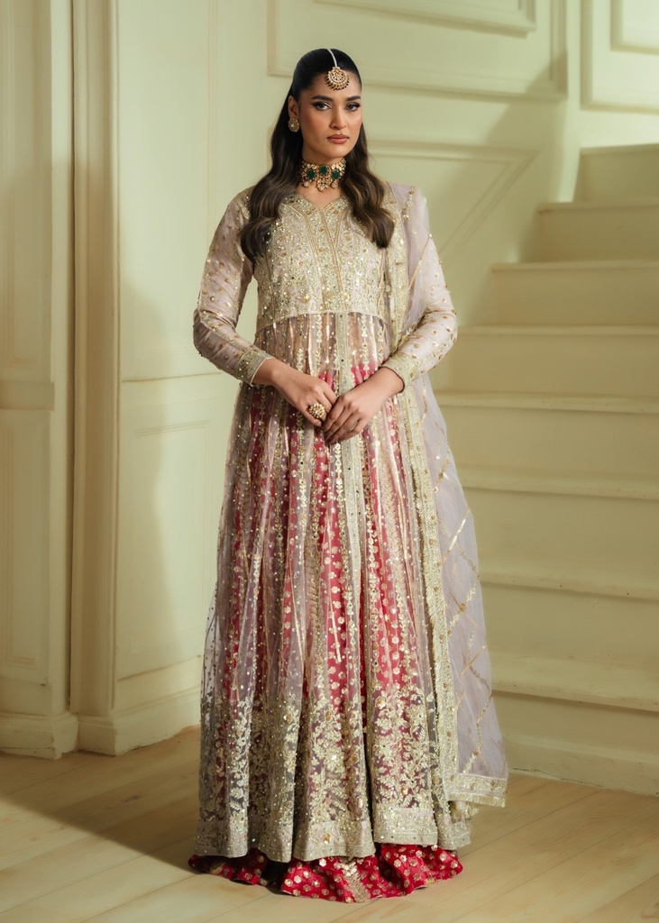 Net Lehenga in White