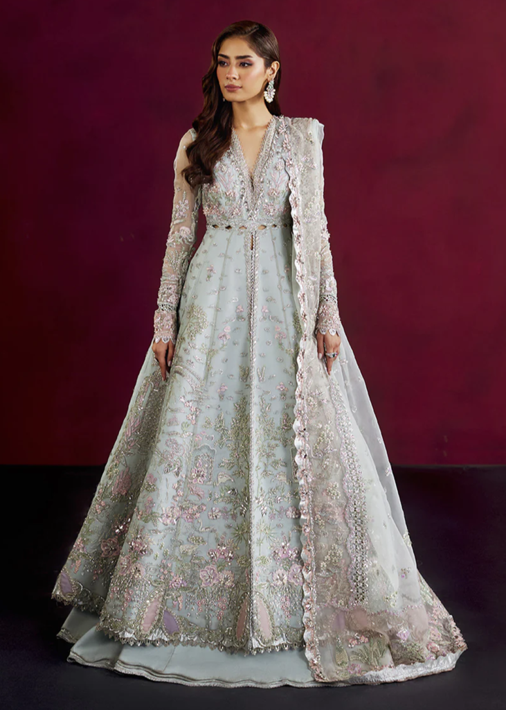 Organza Lehenga in Ice blue