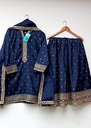 Viscose raw silk Lehenga in Navy blue