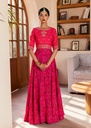 Raw silk Lehenga in Hot pink