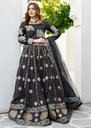 Kattan silk Lehenga in Black
