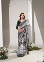 Net Saree in Black, white