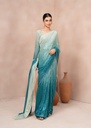 Net Saree in Teal