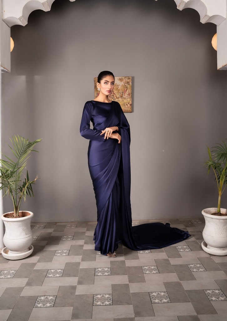 Silk Saree in Navy blue