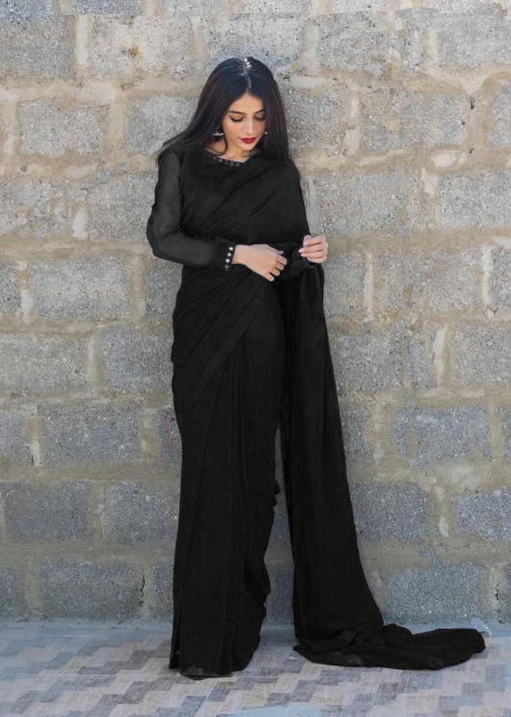 Georgette chiffon Saree in Black