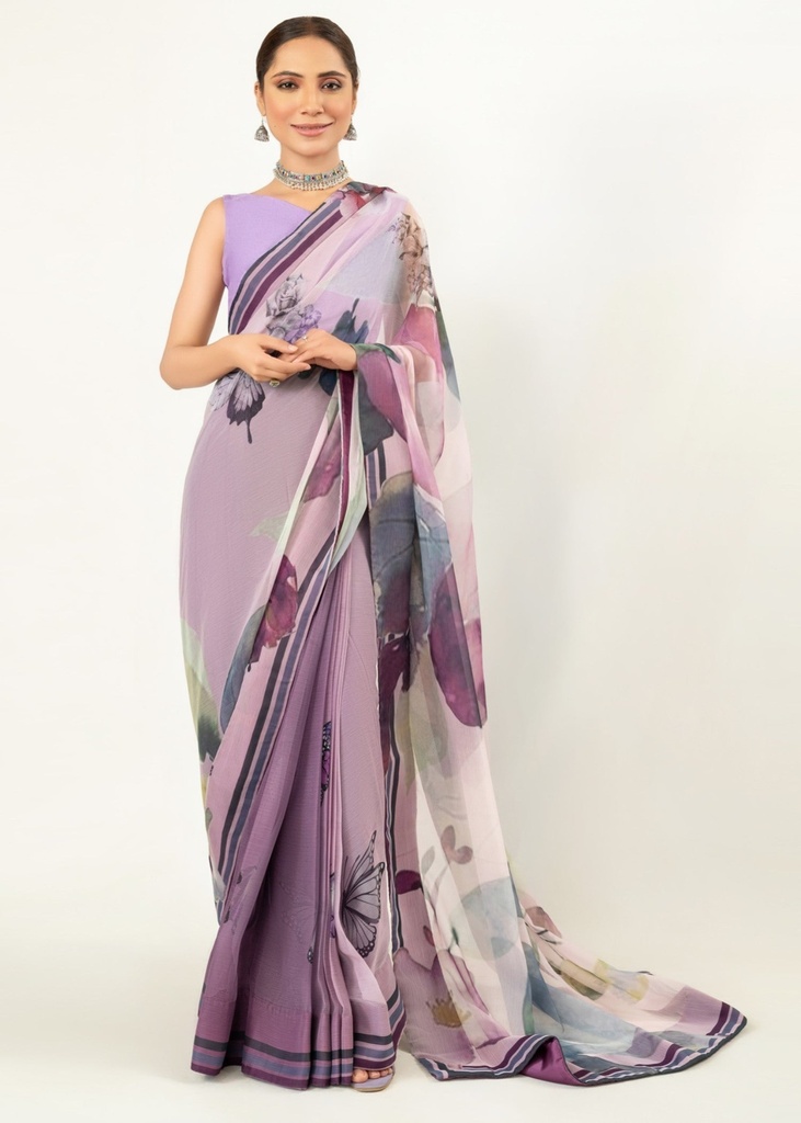 Raw silk Saree in Lavender