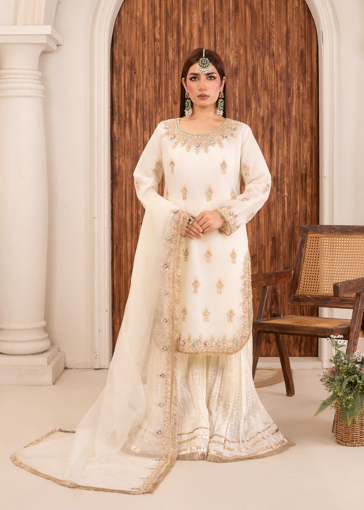 Organza Sharara in Off-white