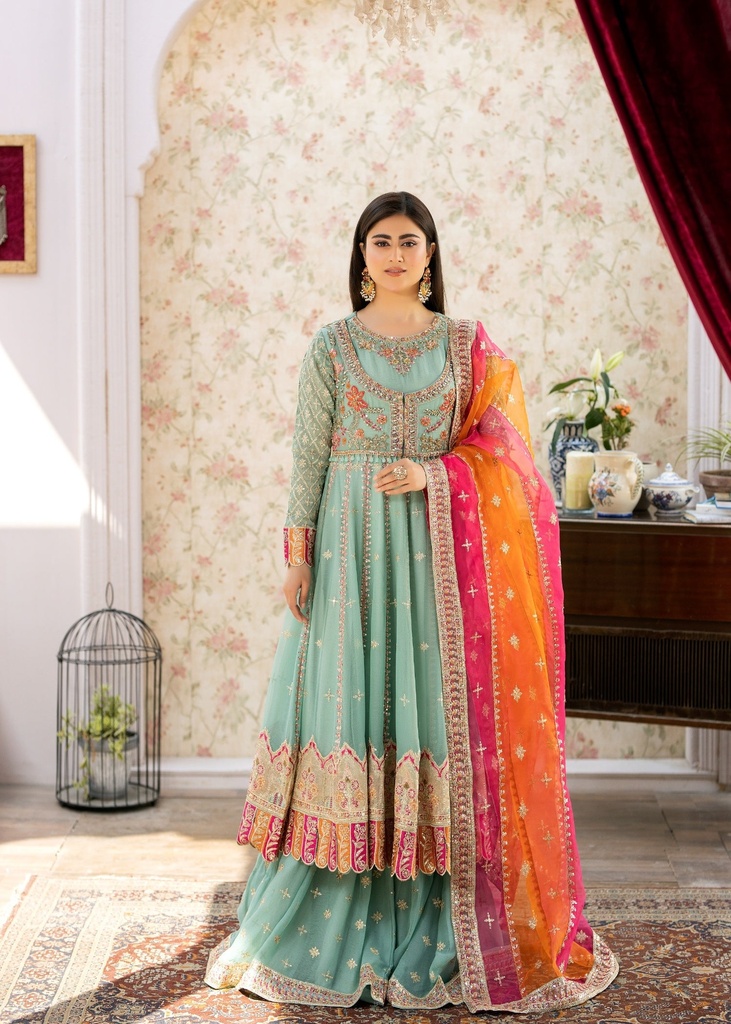 Chiffon Sharara in Aquamarine