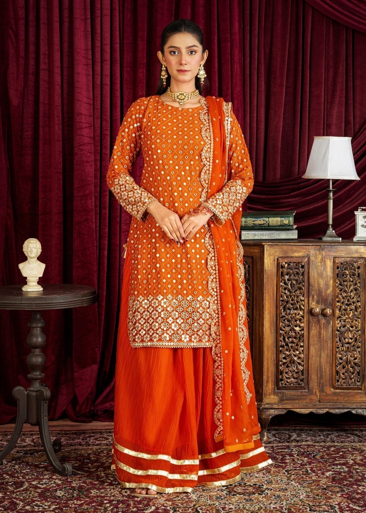 Chiffon Sharara in Orange