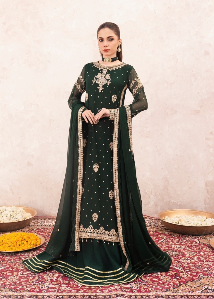 Sharara in Dark green by Agha Jaan