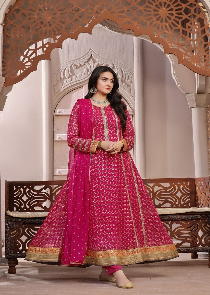 Anarkali in Shocking pink by Ayesha Closet