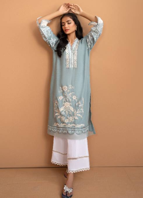 Kurti in Light blue by Sahibas By Mirza