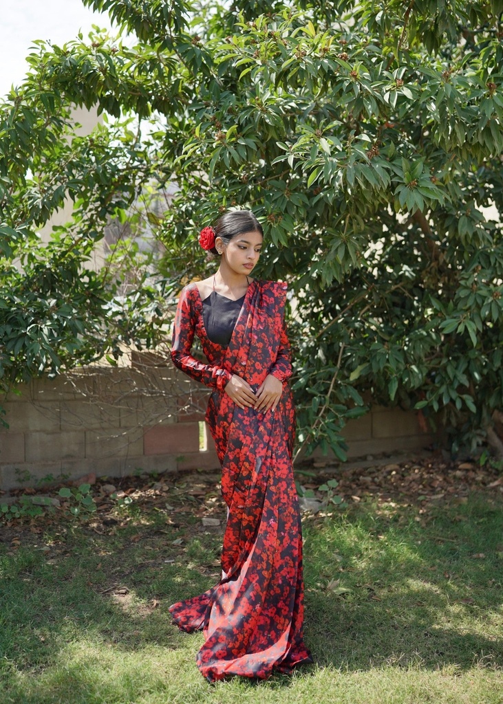 Saree in Red by Ripret
