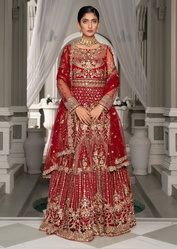 Lehenga in Red by Rang-e-Meeras