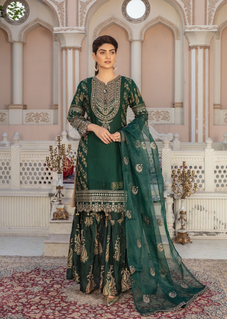 Gharara in Green by Pehnawa By Bin Akram’s
