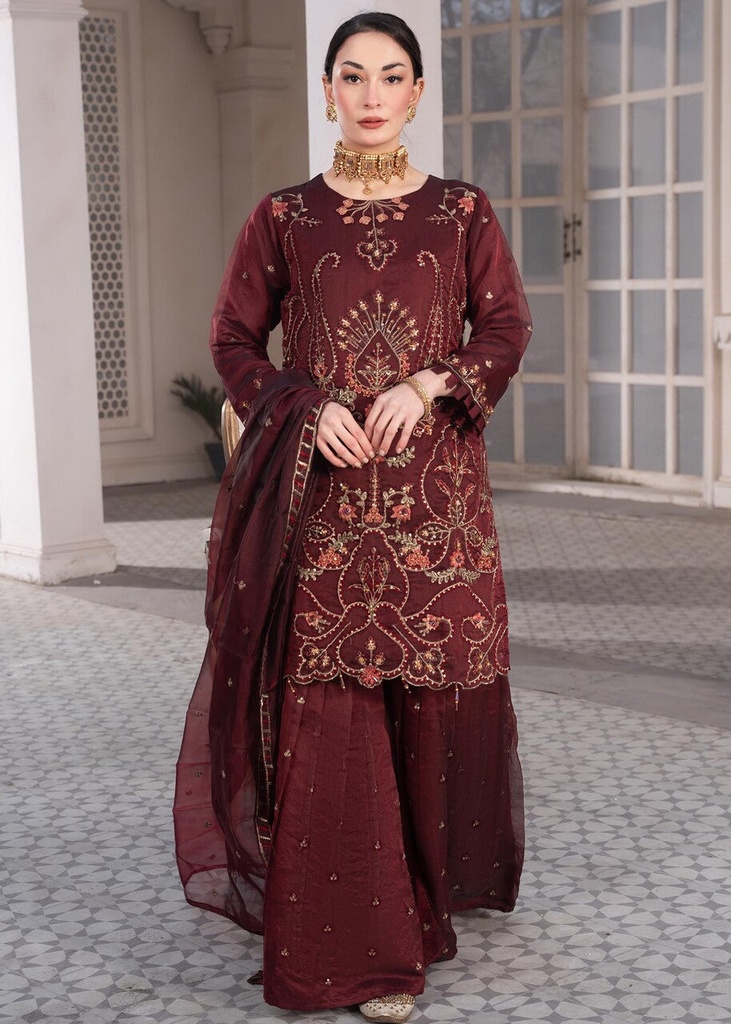 Gharara in Maroon by Meraki