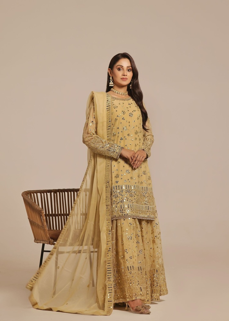 Gharara in Mellow yellow by Ayesha Closet