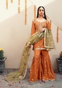 Gharara in Rust orange by Akhrot Clothing