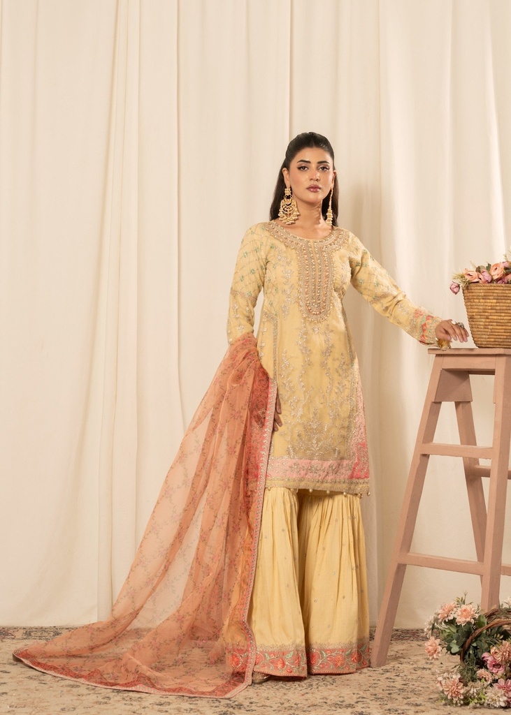 Gharara in Buttercream by Malhaar