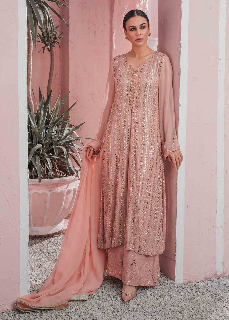 Gown in Peach pink by Rang-e-Haya