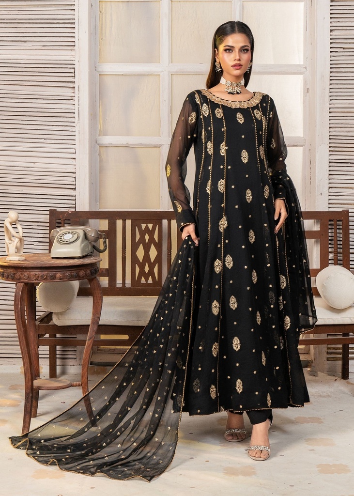 Chiffon Anarkali in Black