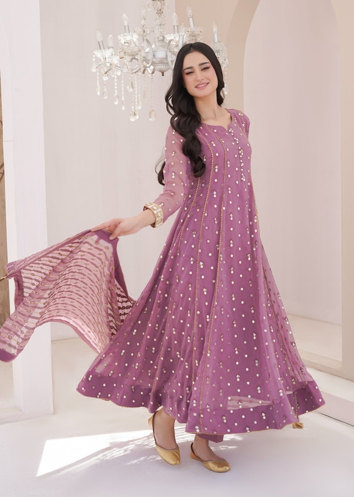 Chiffon Anarkali in Lavender
