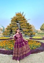 Cotton satin Anarkali in Purple