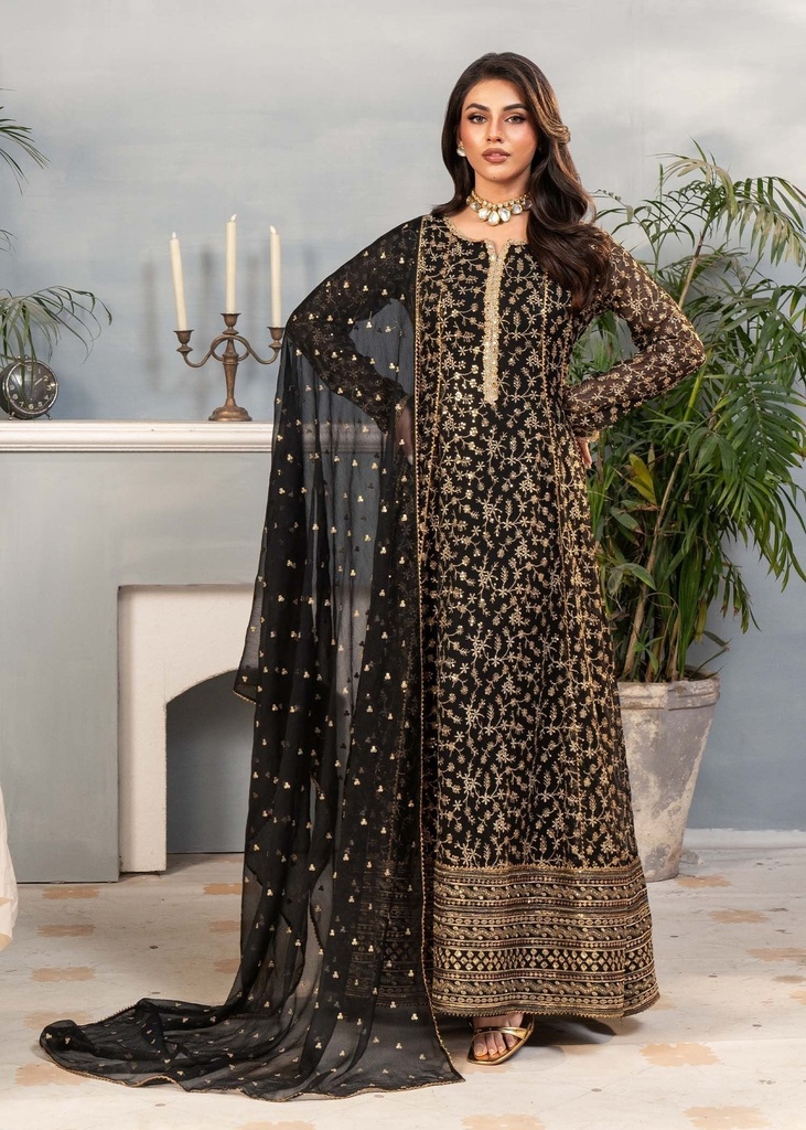 Chiffon Anarkali in Black