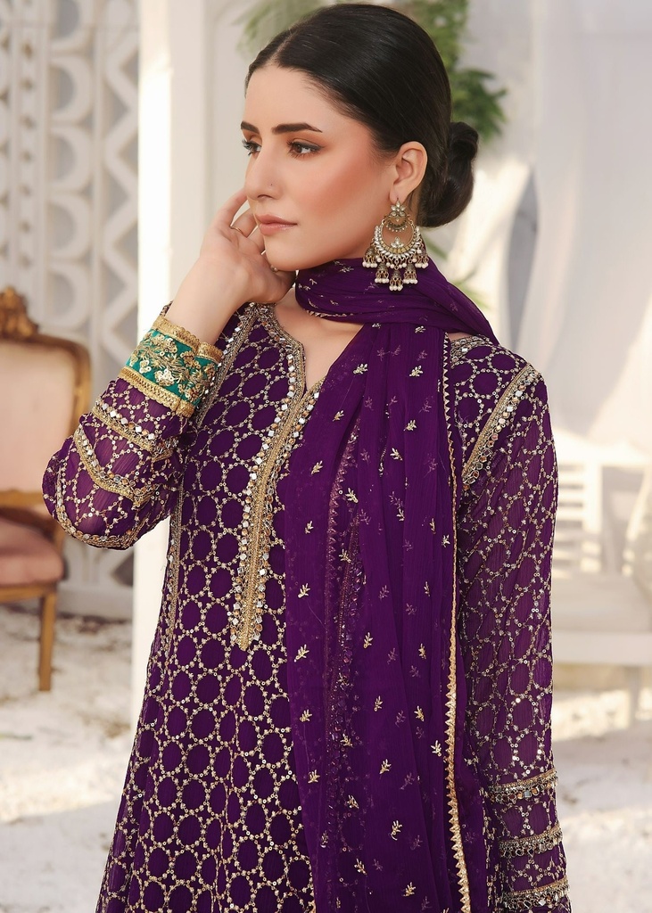 Chiffon Anarkali in Purple