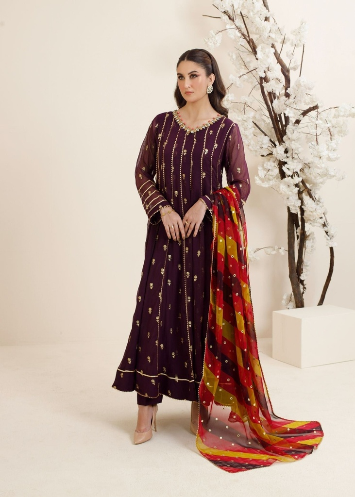 Chiffon Anarkali in Purple
