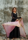 Bemberg crinkle chiffon Anarkali in Jet black