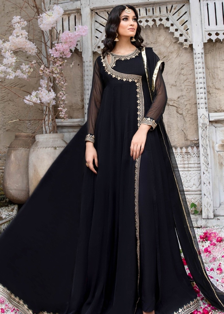 Chiffon Angrakha in Black